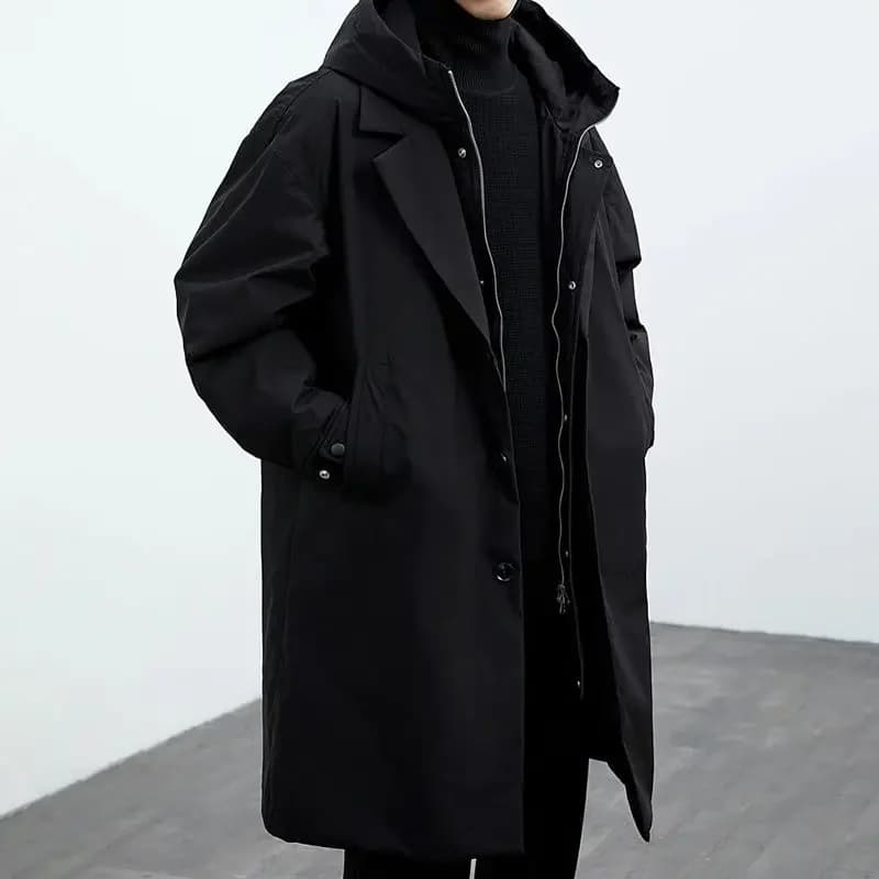 Men's Hooded Padded Trench Coat