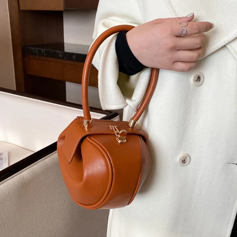 Luxury Designer Round Shoulder Bag PU Leather