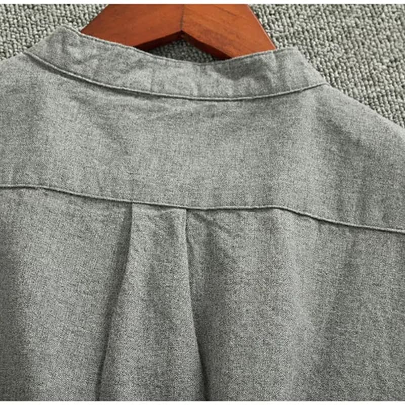 Men's Vintage Stand-Up Collar Button-Down Shirt