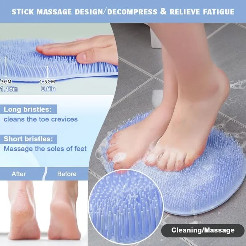 Non-Slip Massage Shower Mat with Exfoliating Brush