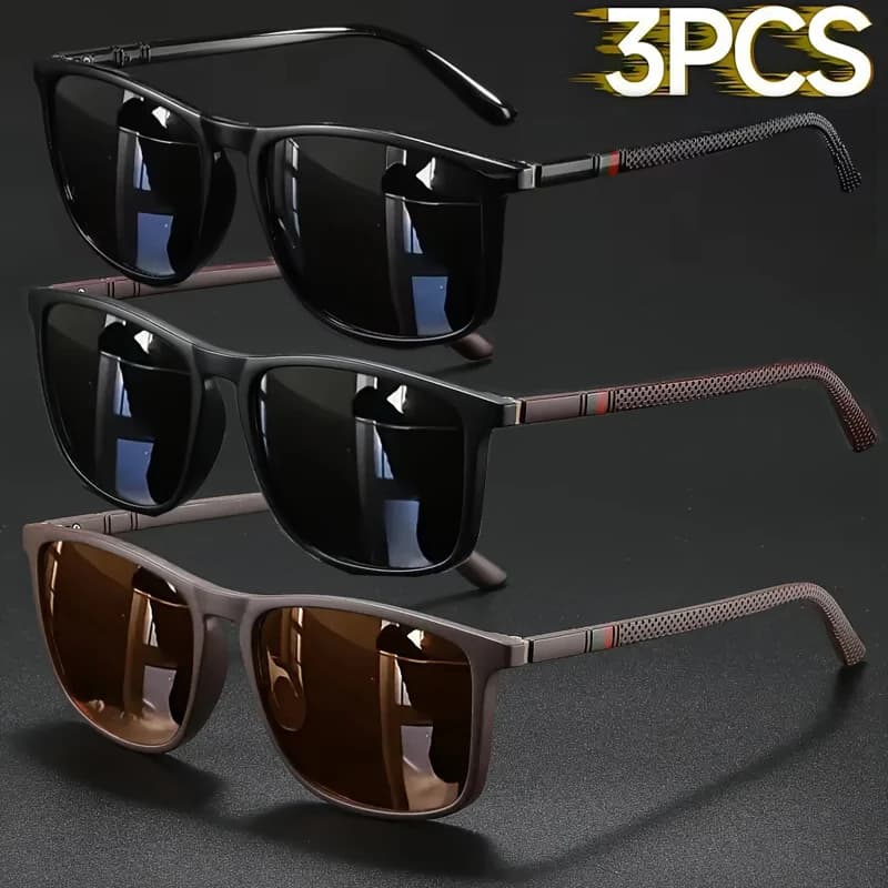 2/3pcs Luxury Square Vintage Cycling Sunglasses Men Women Fashion Travel Driving Fishing Sun Glasses Male Eyewear UV400