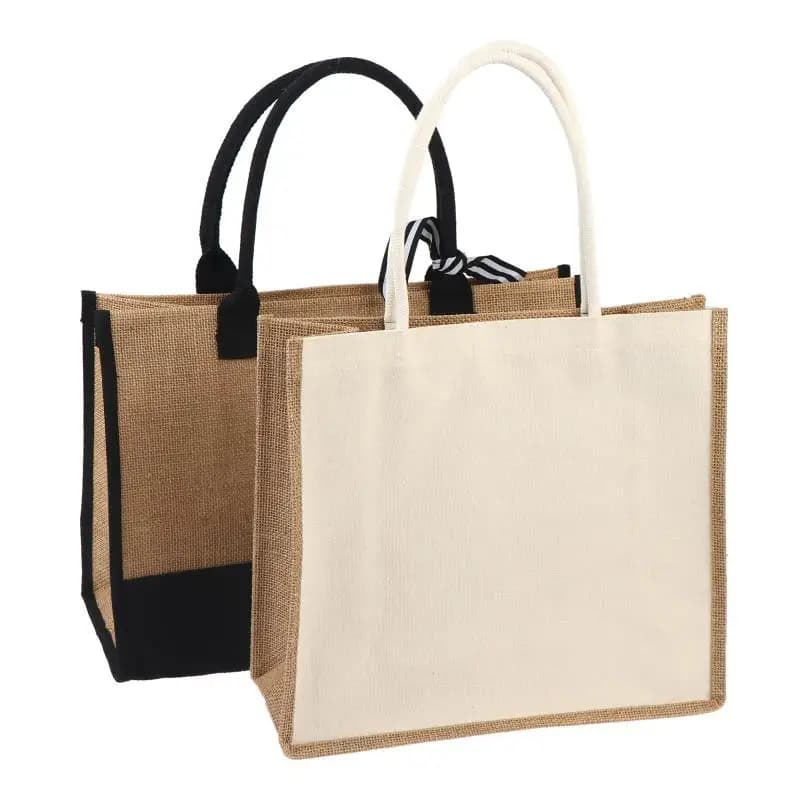 Jute Reusable Shopping Tote with Handles
