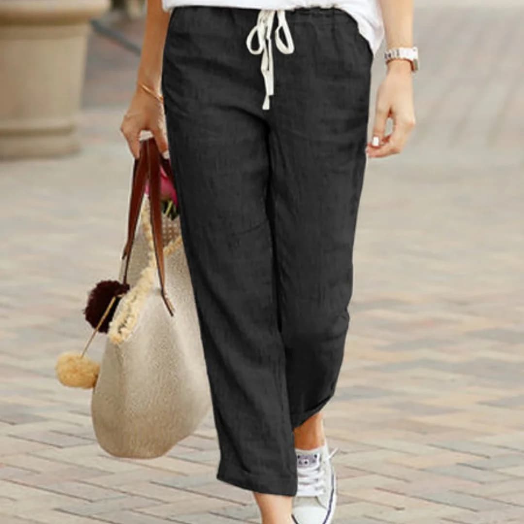 Khaki Cropped Straight Leg Pants