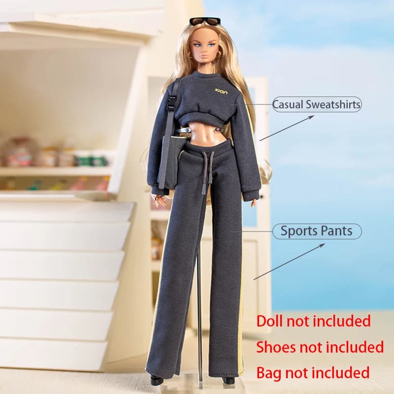30cm Xianxian Supermodel Clothes Accessories APRES Series Sportswear Style Fashion Sweatshirt+Half Skirt+Trousers+Waistcoat Set