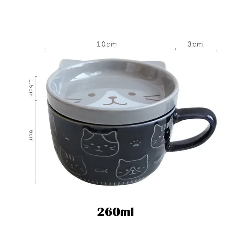 Ceramic Cat and Dog Noodle Bowls with Lids