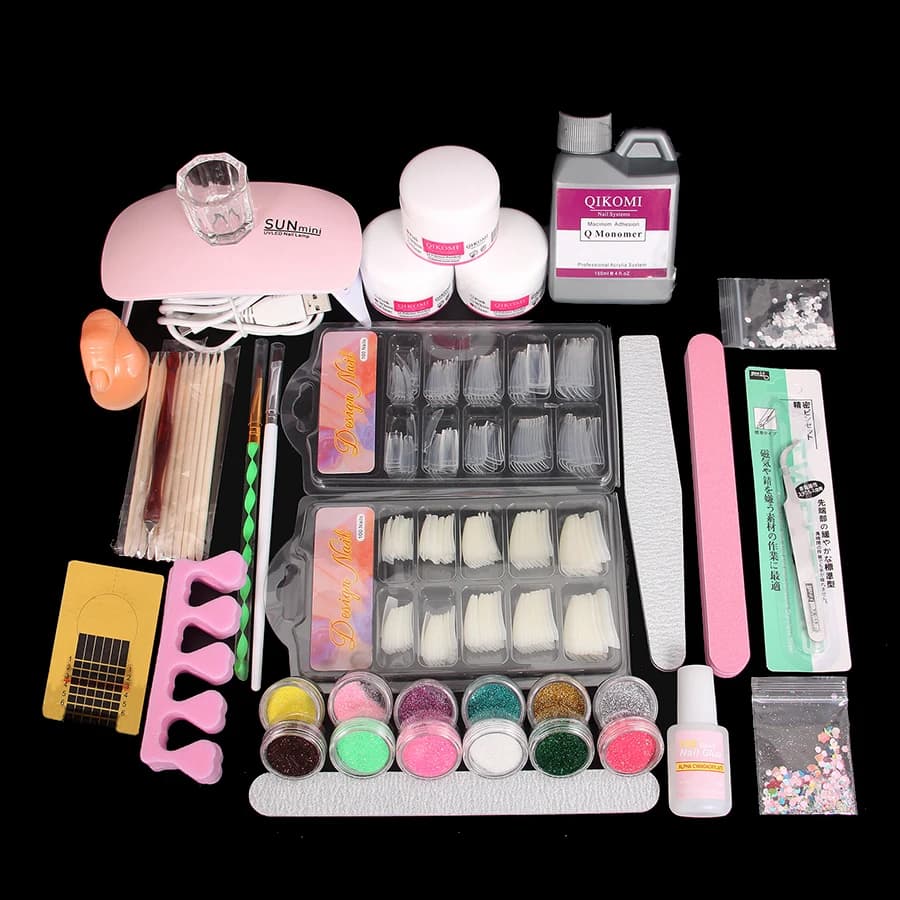 Acrylic Powder Nail Extension Kit with LED Light