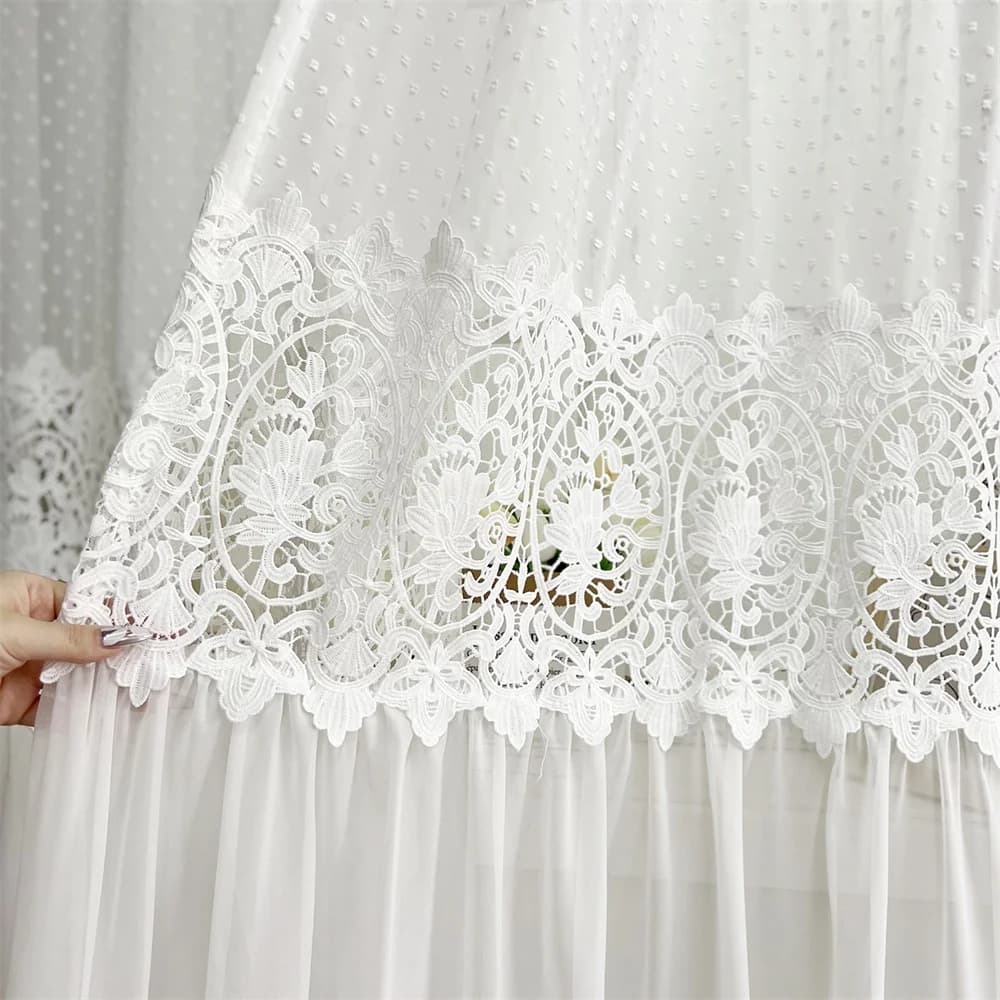 Vintage Lace Flower Sheer Curtain Panels