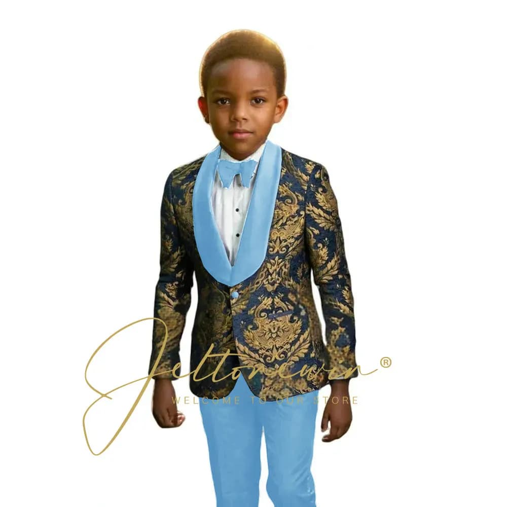 Navy Floral Boys Suit Set – 2 Pieces