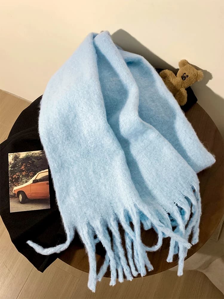 Winter Cashmere Wrap Scarf with Tassels