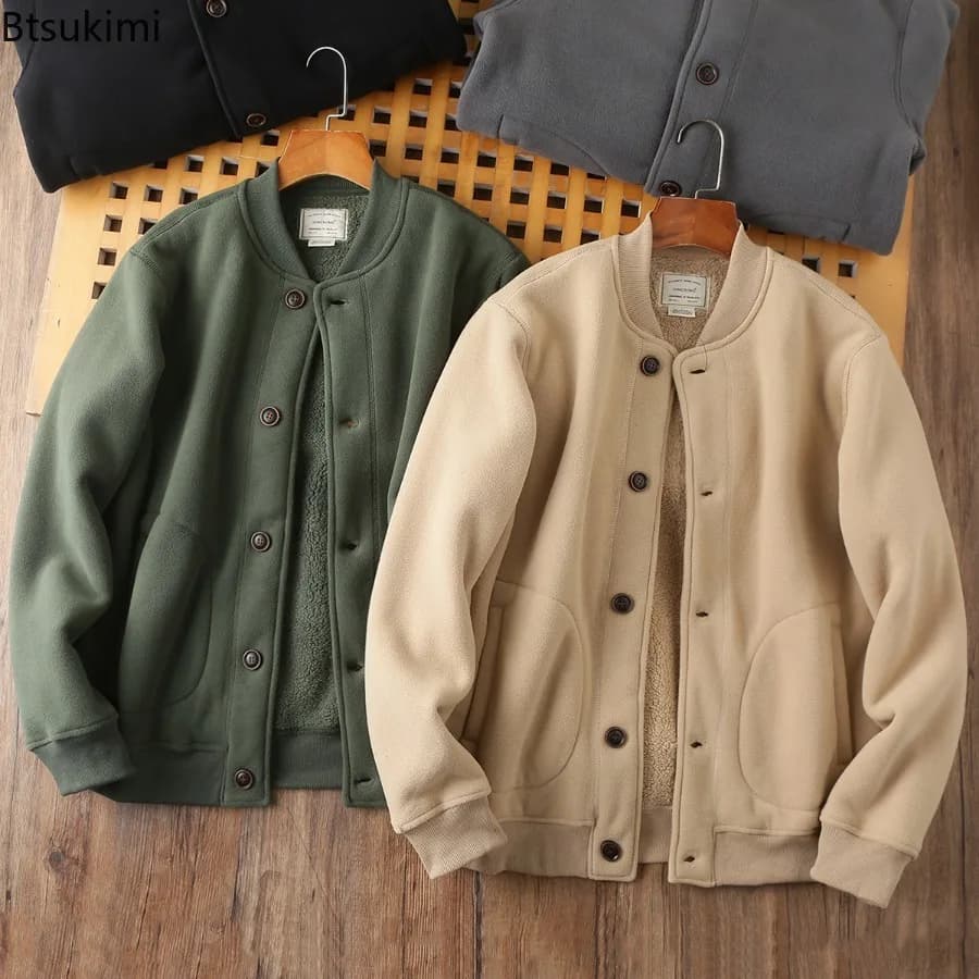 Men's Double-Sided Polar Fleece Baseball Jacket