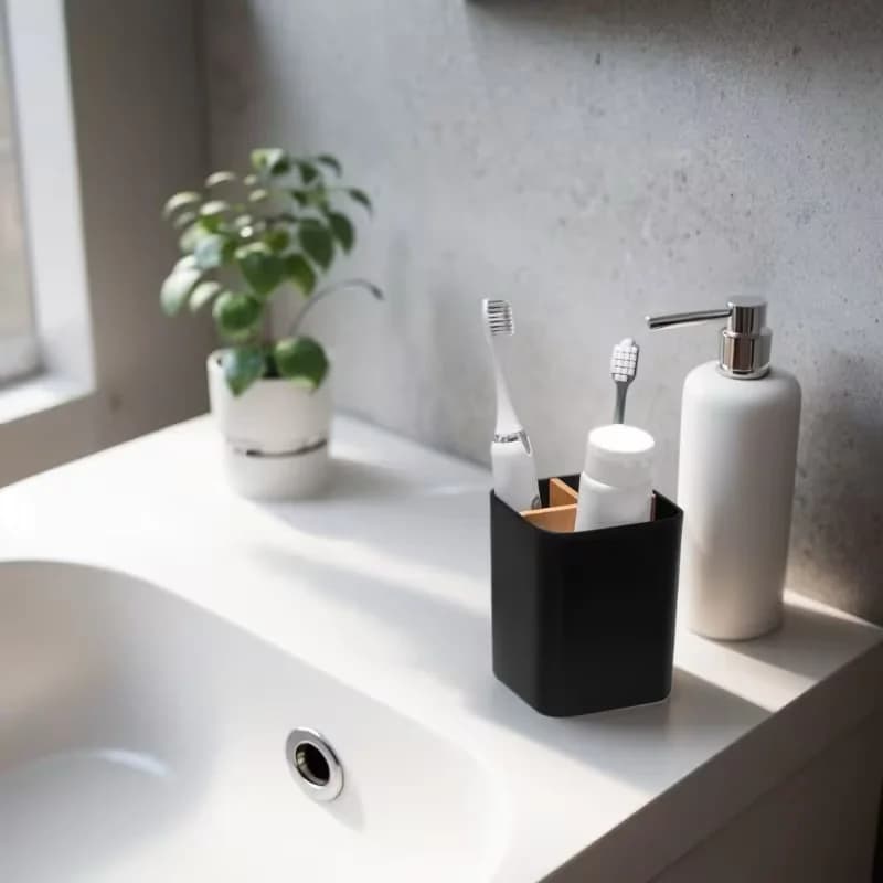 Three-Compartment Toothbrush and Toothpaste Organizer