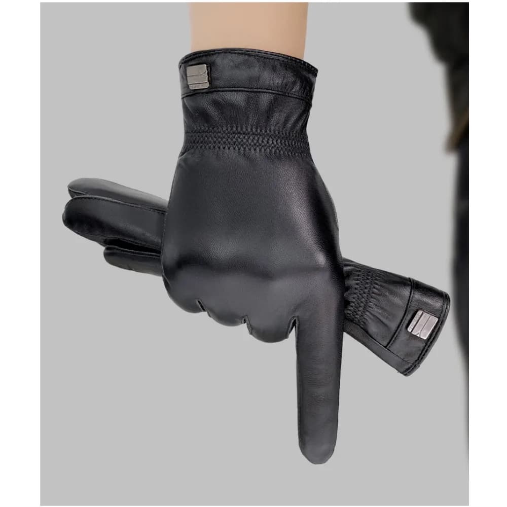 Fleece-Lined Leather Touchscreen Gloves