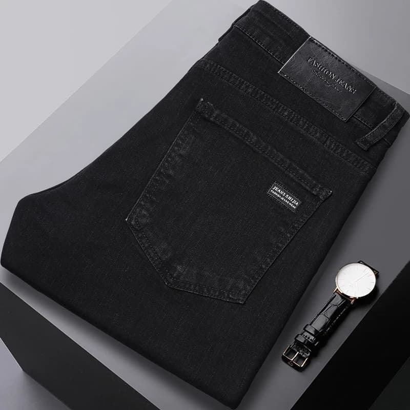 Men's Black Straight-Fit Denim Jeans
