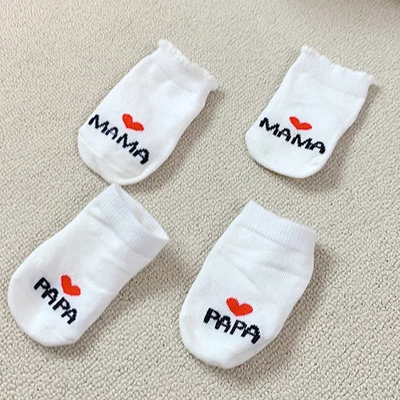 Newborn Baby Crew Socks Mama Papa 2-Pair