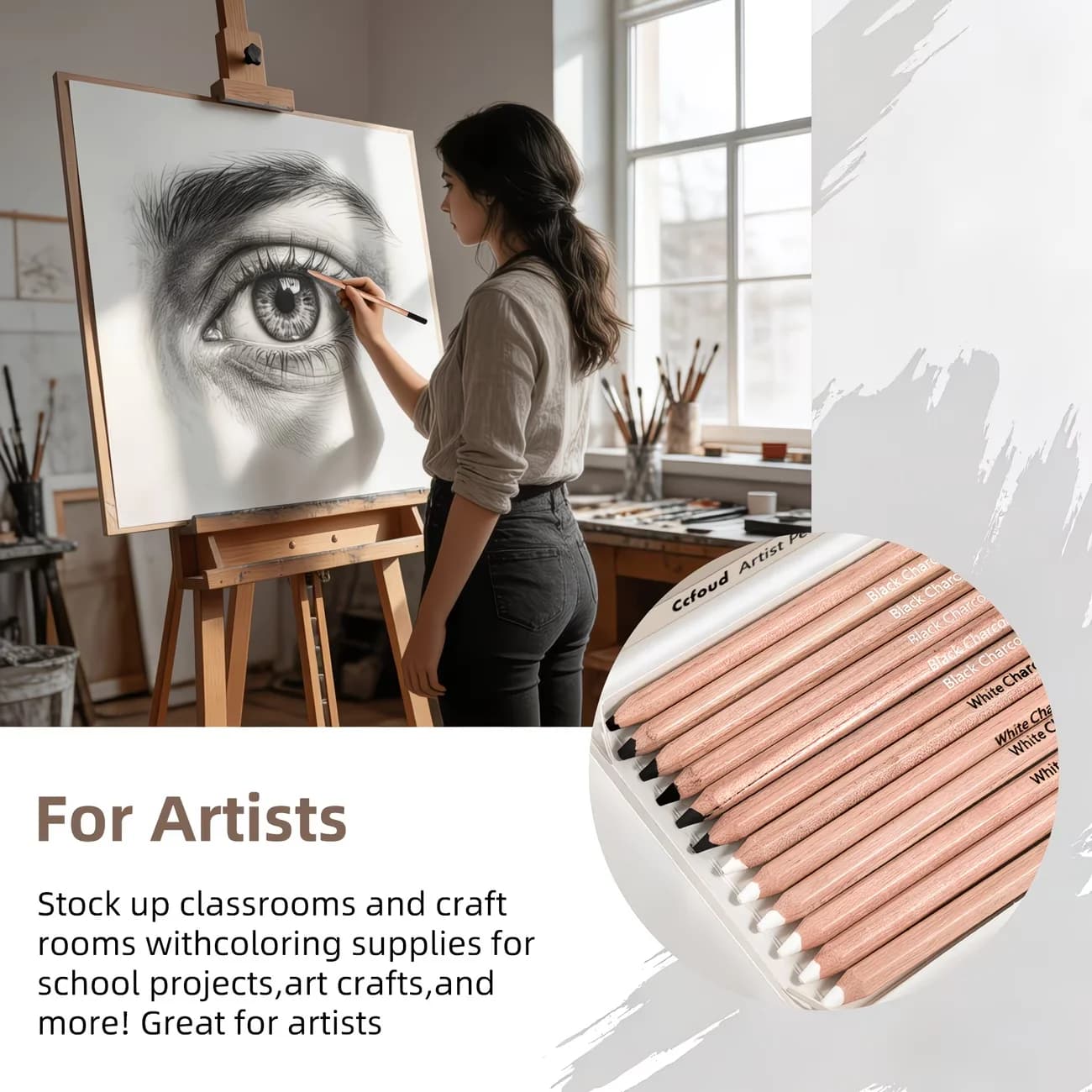 Sketching Pencil Set with Charcoal, 12 Pieces