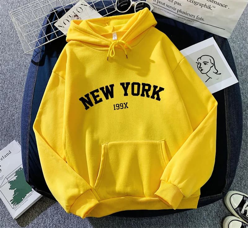 Women's Oversized Fleece Hoodie with NY Graphic