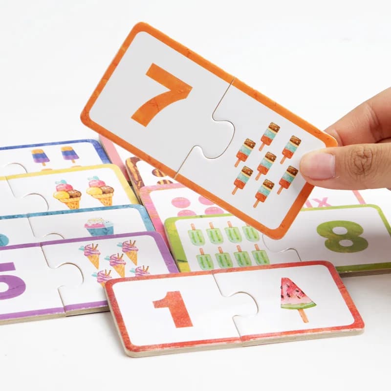 Wooden Number Matching Puzzle Blocks