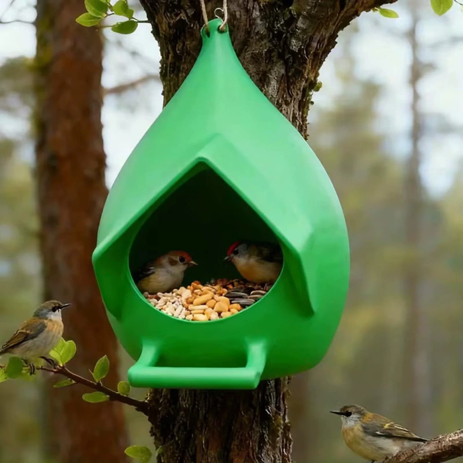 Hanging Bird Feeding Station with Rain Roof