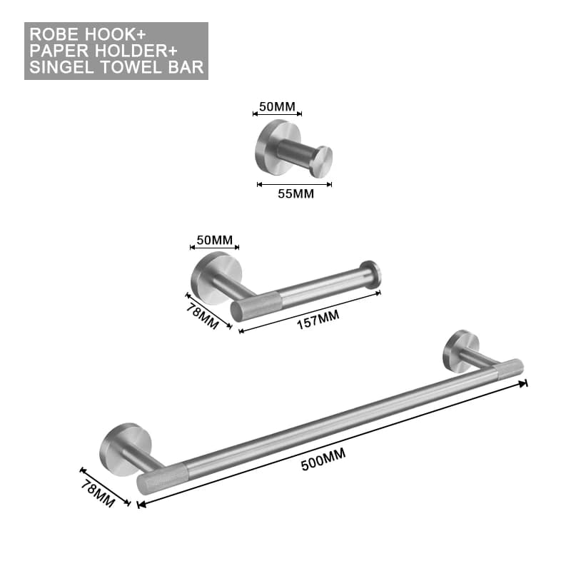 Bathroom Accessories Hardware Set Kit Towel Bar Wall Mount Toilet Paper Holder Hand Robe Hook Hanger Stainless Steel