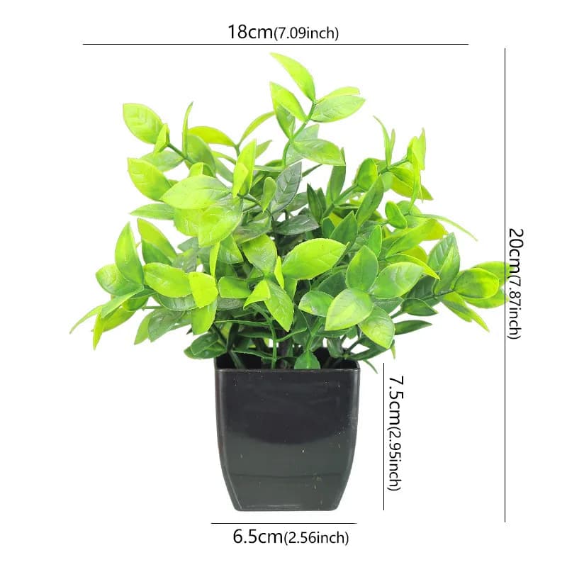Small Artificial Bonsai Plant in Black Pot