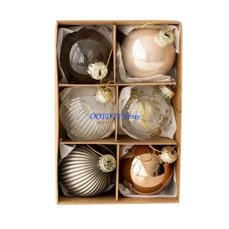 Glass Christmas Ball Ornaments, Set of 6