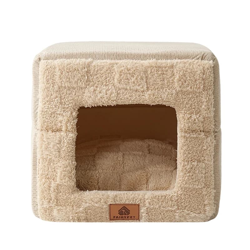 Winter Cat Bed Cave Tent with Cushion