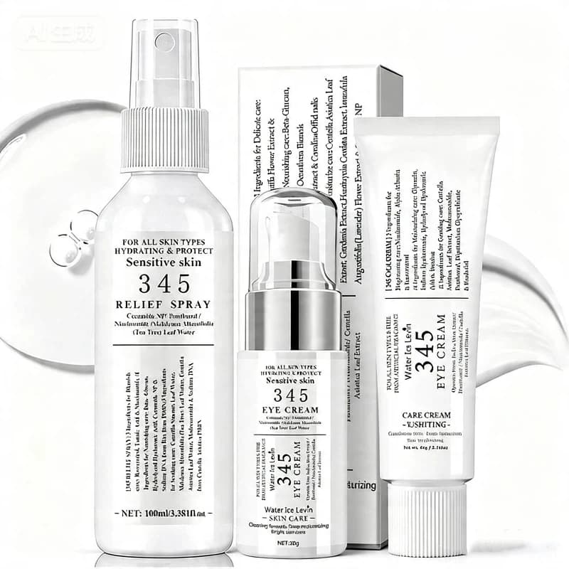 345 Skincare Set With Eye Cream Moisturizing Cream Relief Spray Hydrating Soothing Brightening For All Skin Types Sensitive Skin
