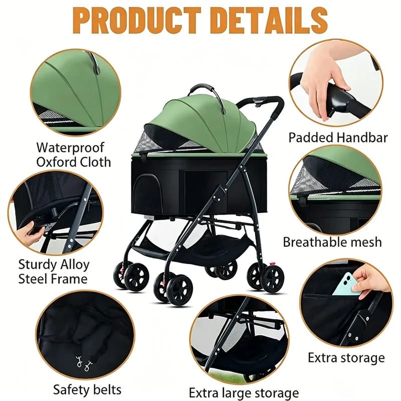 Pet Car Strollers 3in1 Lightweight Foldable Specifically Designed for Walking Dogs Infants Medium-sized Small Dogs Cats Outdoor