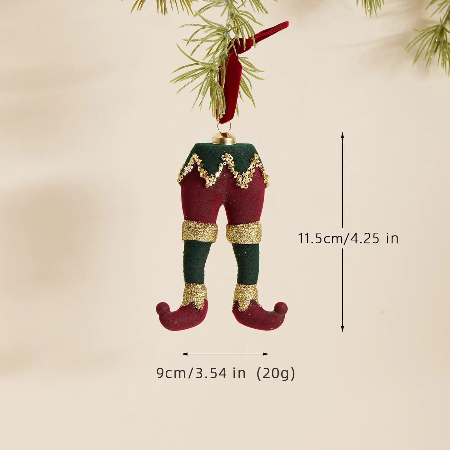 Red and Green Flocked Christmas Ornaments