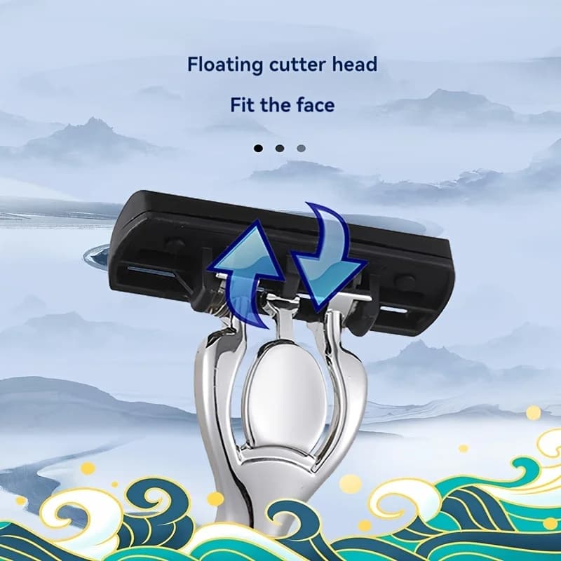 6-Blade Manual Razor with Non-Slip Grip