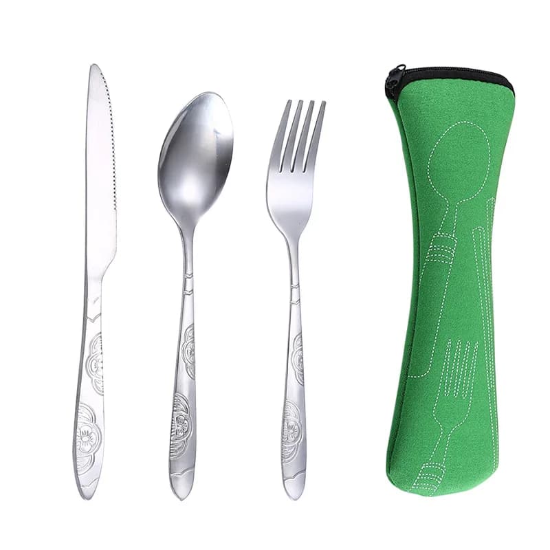 Stainless Steel Travel Cutlery Set with Pouch