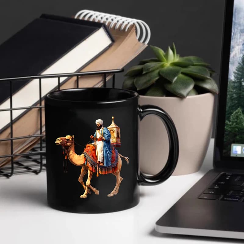 Black Camel Rider Ceramic Mug Set