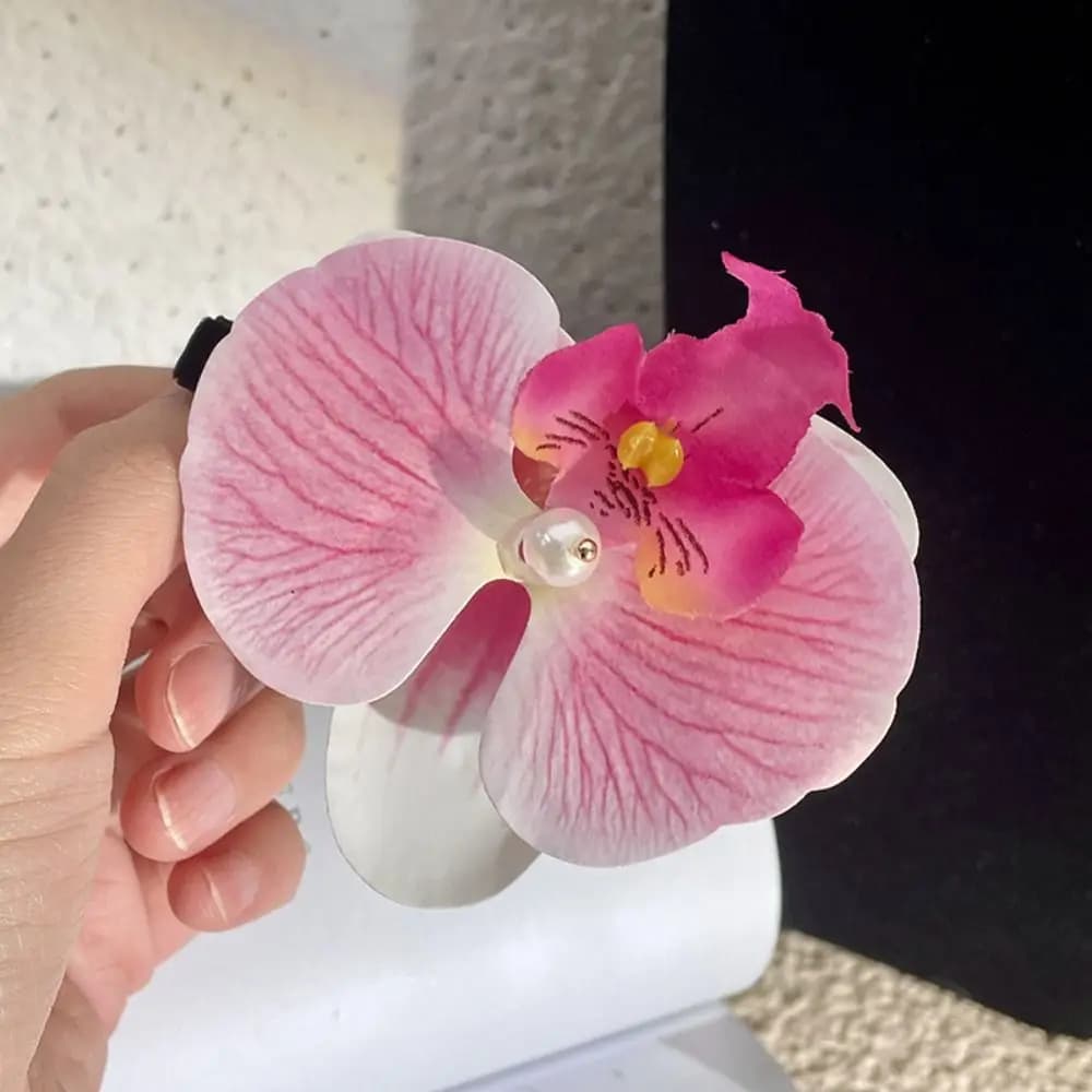 Hair Accessories Flower Hair Clip Pink Orchid Hair Ornament Sweet Hairpin Side Barrettes Headdress Bohemia Barrette Photograph