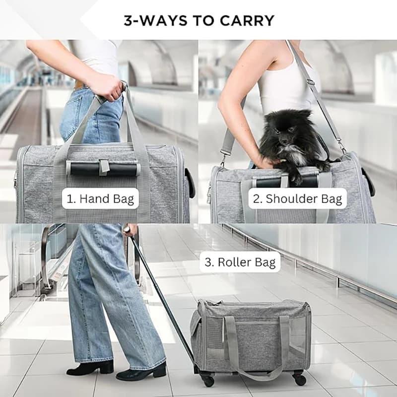 Rolling Pet Carrier with Wheels