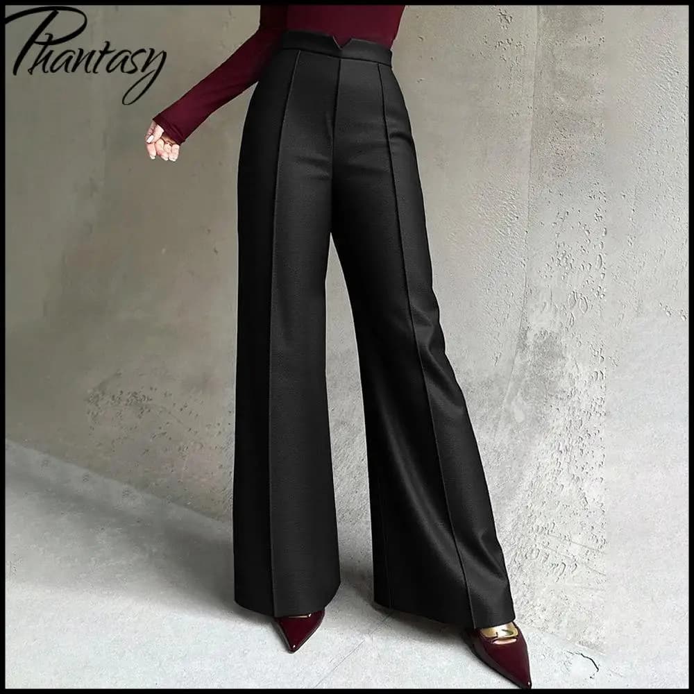 Women's High-Waisted Straight-Leg Suit Pants