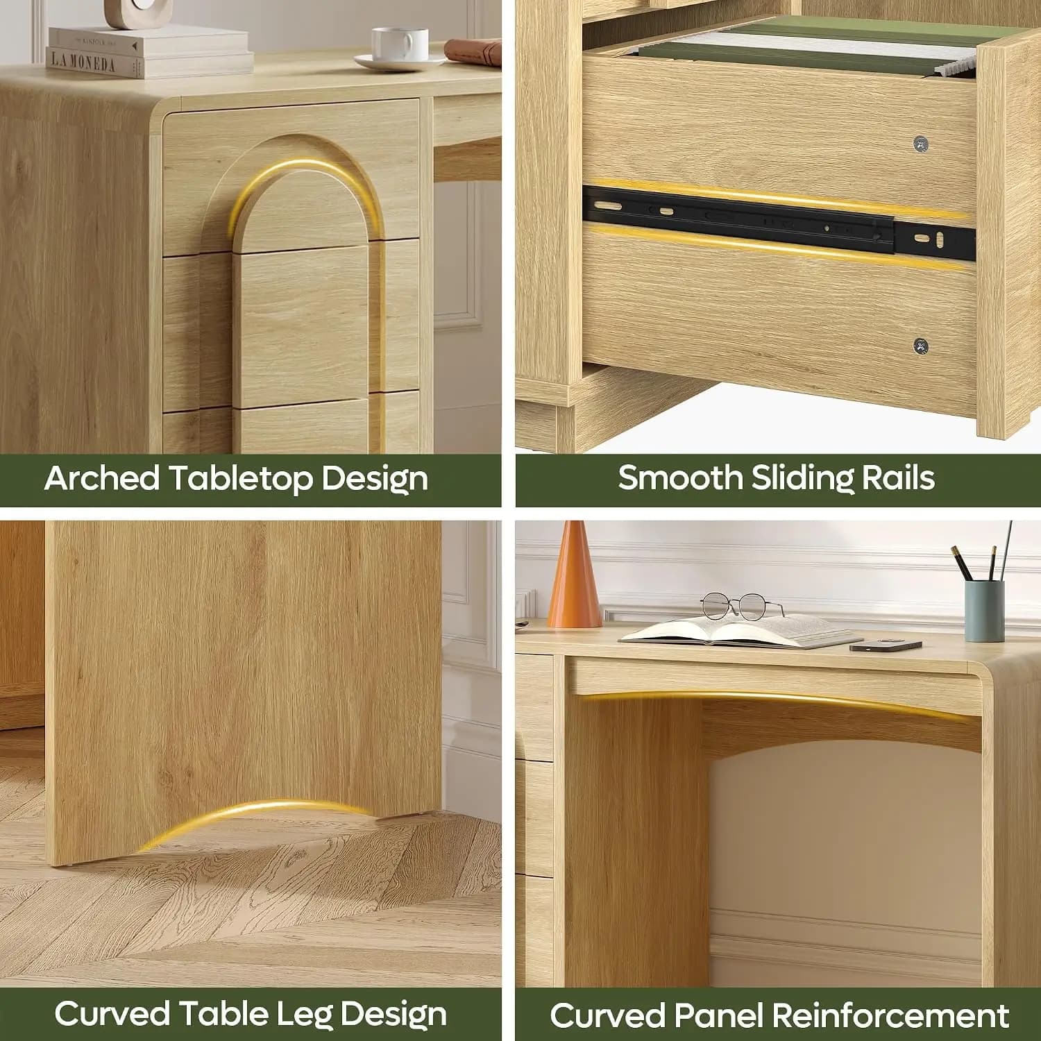 Home Office Desk 47" With 3 Drawers Executive Style Oak, Customized