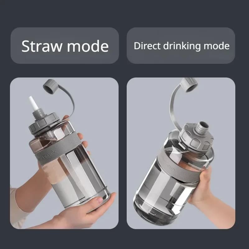 Large Water Bottle with Straw, 2 Liter