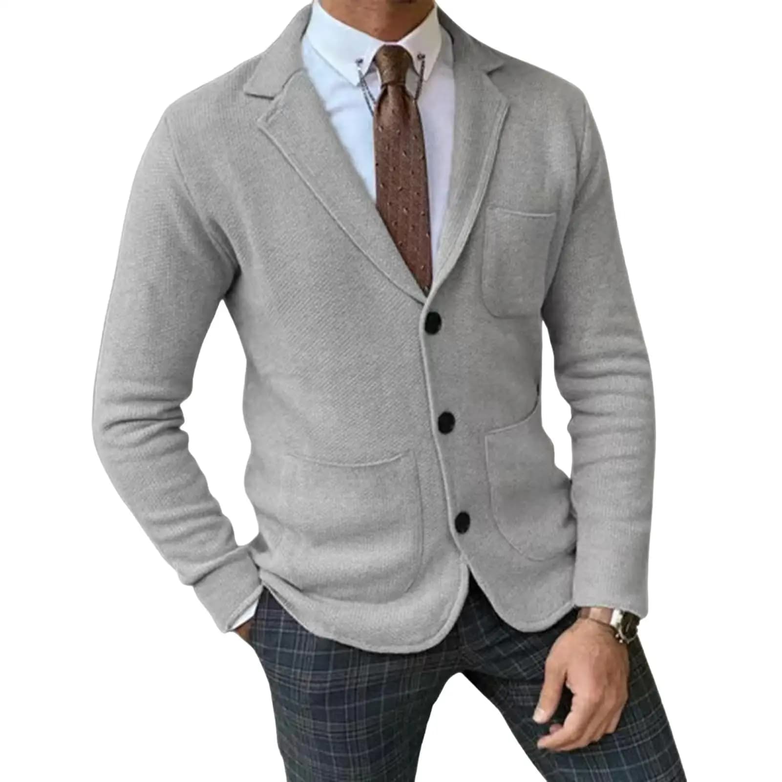 Men's Single-Breasted Solid Color Blazer