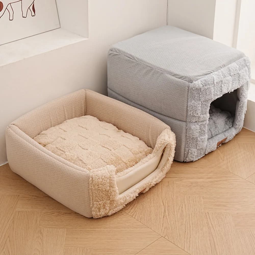 Winter Cat Bed Cave Tent with Cushion