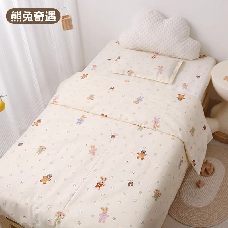 3Pcs Set Newborn Baby Crib Bedding Sets Cotton Soft Cartoon Print Color Bedroom Bed Cot Linen Quilt Cover Case Sheets Pillow