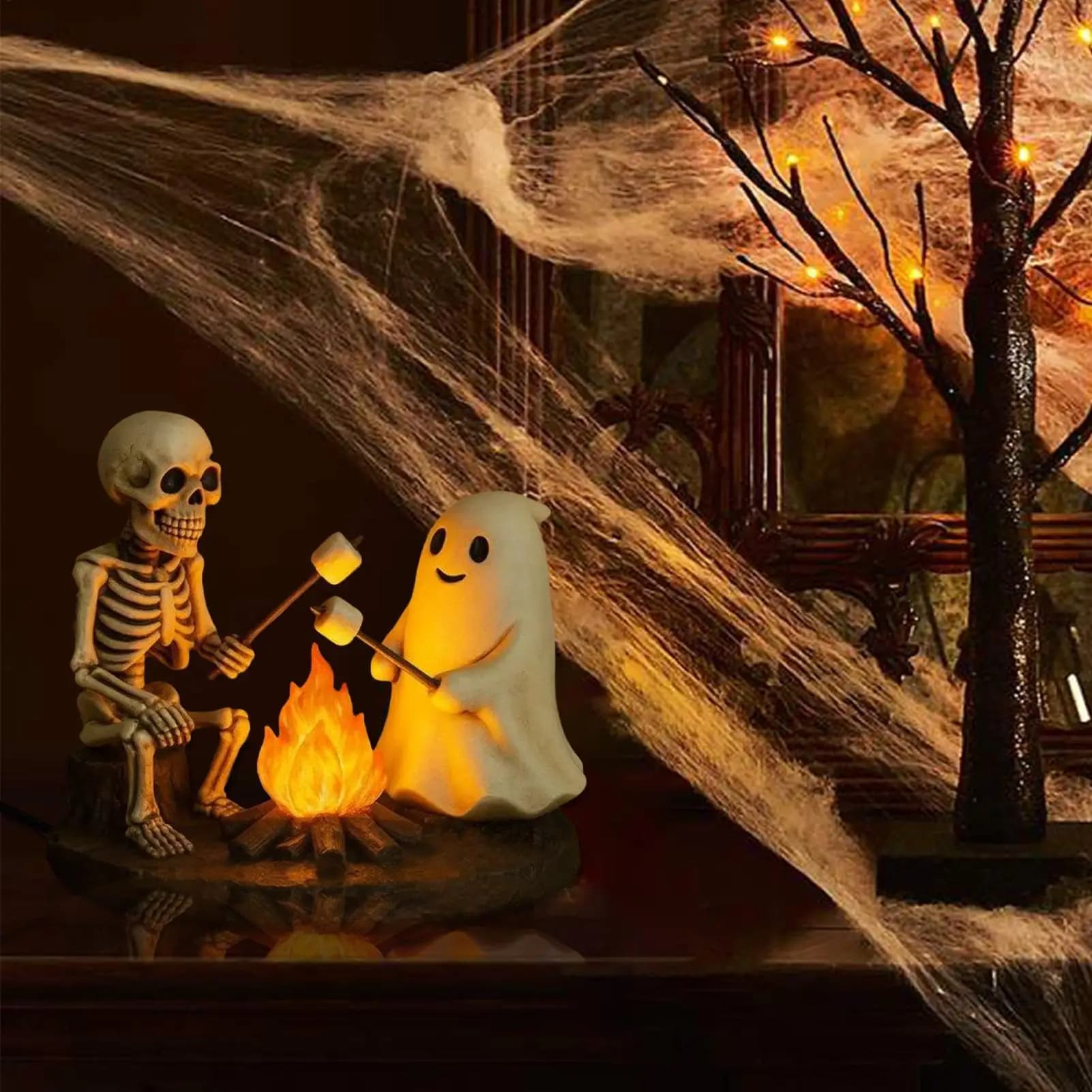 Halloween Skeleton and Ghost Flickering Lamp
