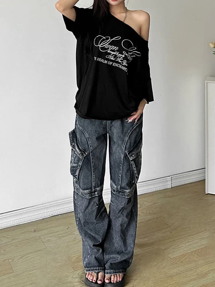Casual Relaxed Letter Graphic T-Shirt Women