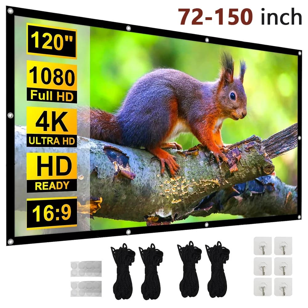 Portable Foldable Projector Screen 72-150 Inch