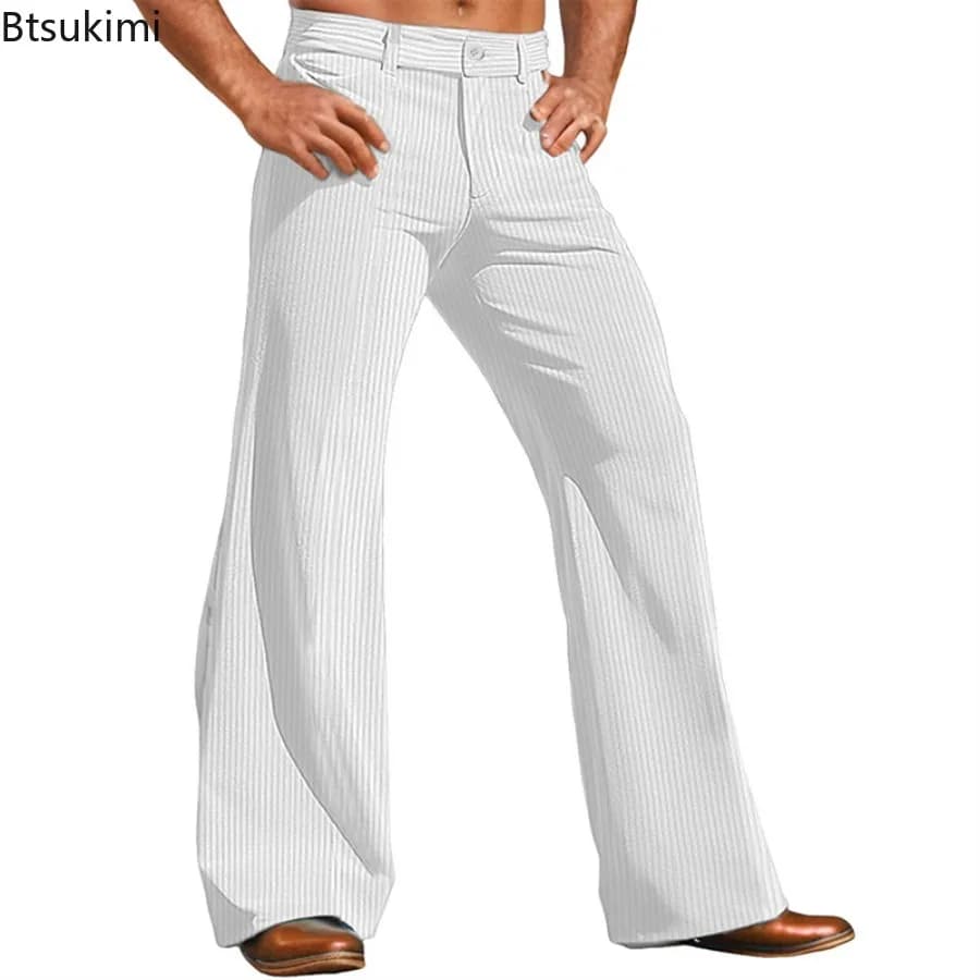 Men's Solid Corduroy Flared Dress Pants