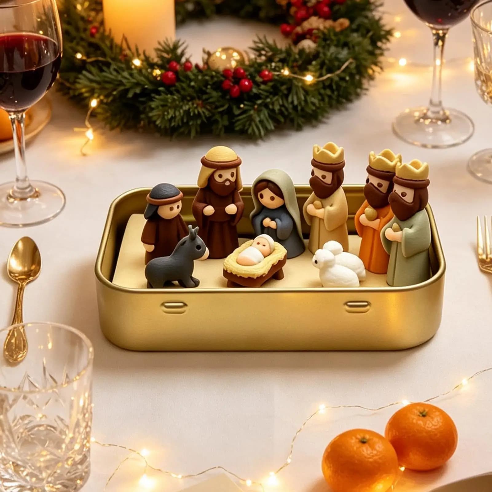 Mini Nativity Scene in Tin Box