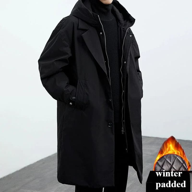 Men's Hooded Padded Trench Coat