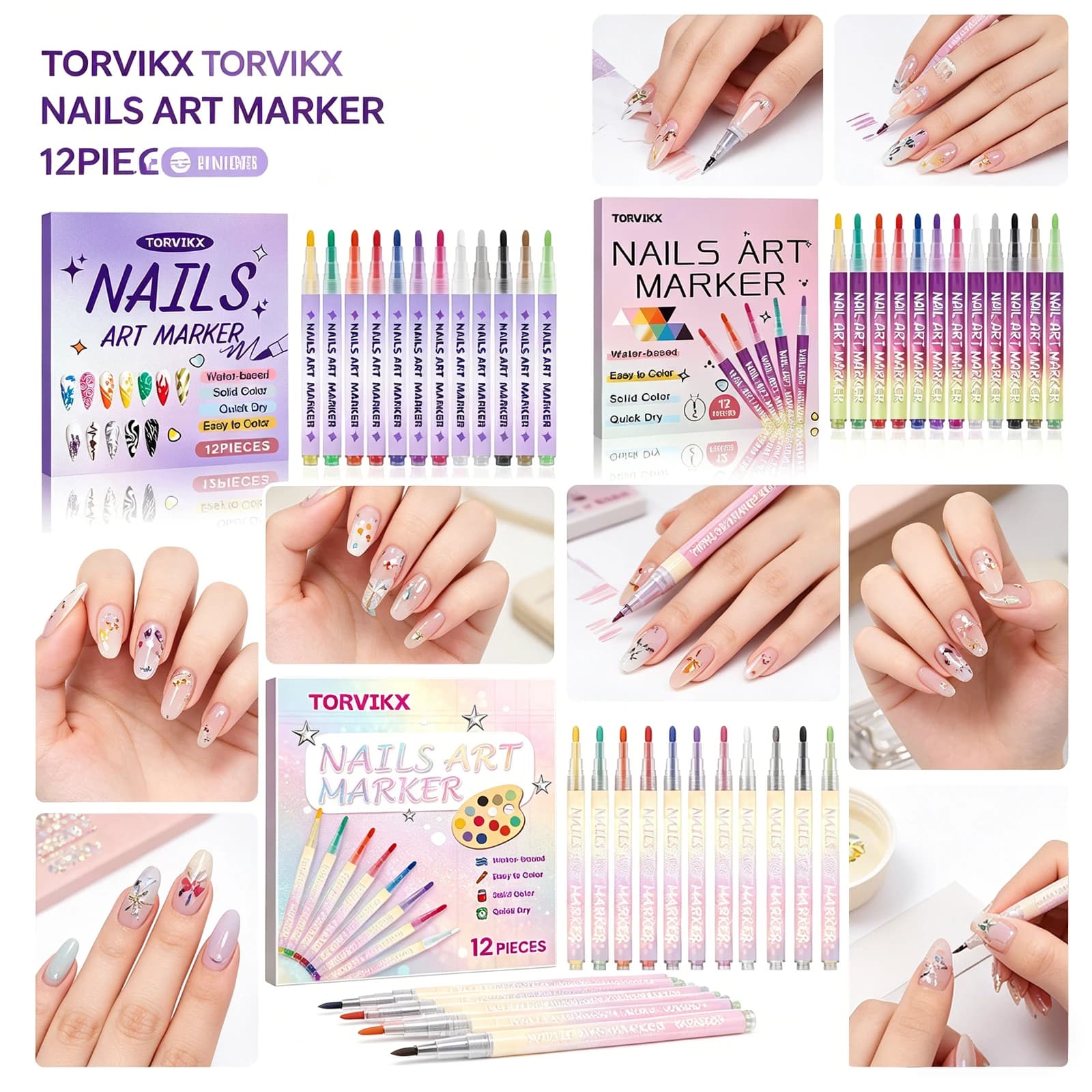 Nail Art Pen DIY Painting Fine Tip Long Lasting Color Smooth Drawing Water Based Waterproof Quick Dry Professional Beginner