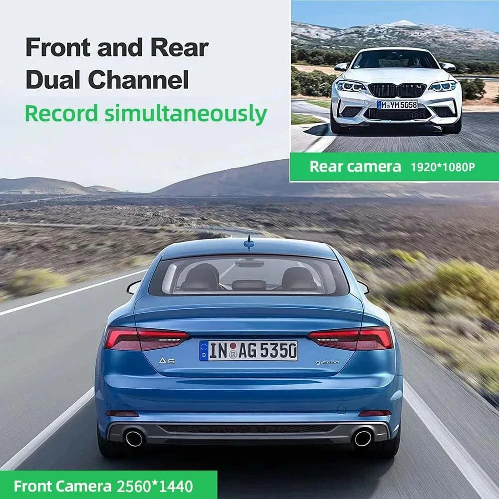 Dash Cam for Cars Dashcam Night Vision With Rear 1080P Car Video Recorder Supports WiFi APP Monitoring 24 Hours Parking Monitor