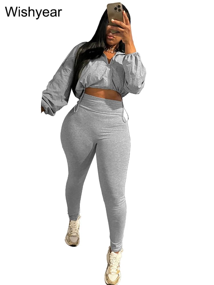 Khaki Crop Jacket and Leggings Tracksuit
