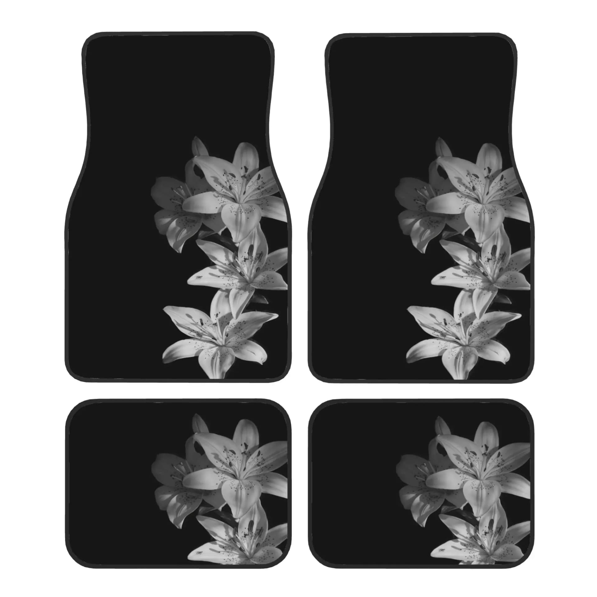 Gray Floral Car Floor Mats Set of 4